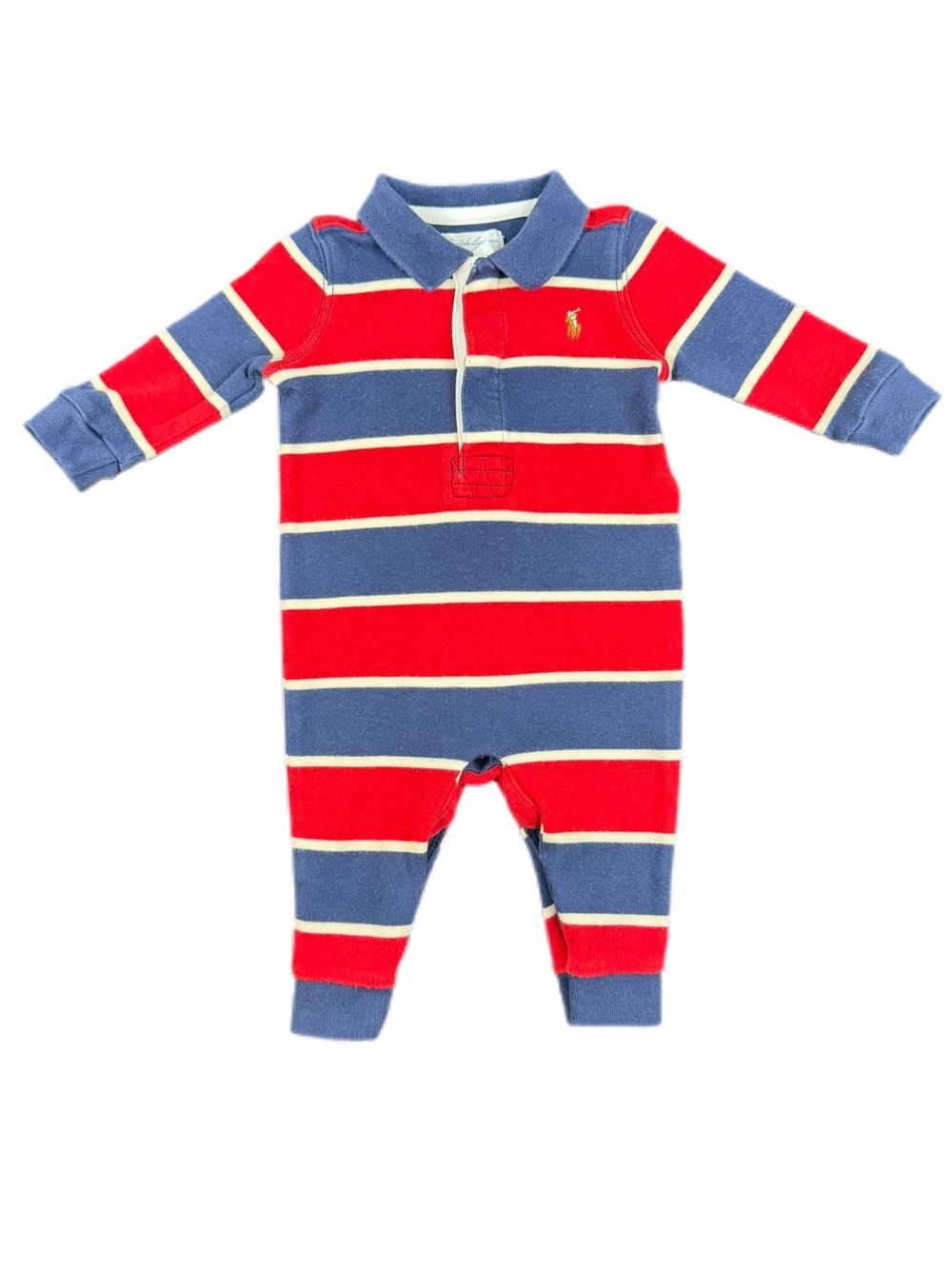 RALPH LAUREN Baby Boy Rugby Stripe Coverall - 6M